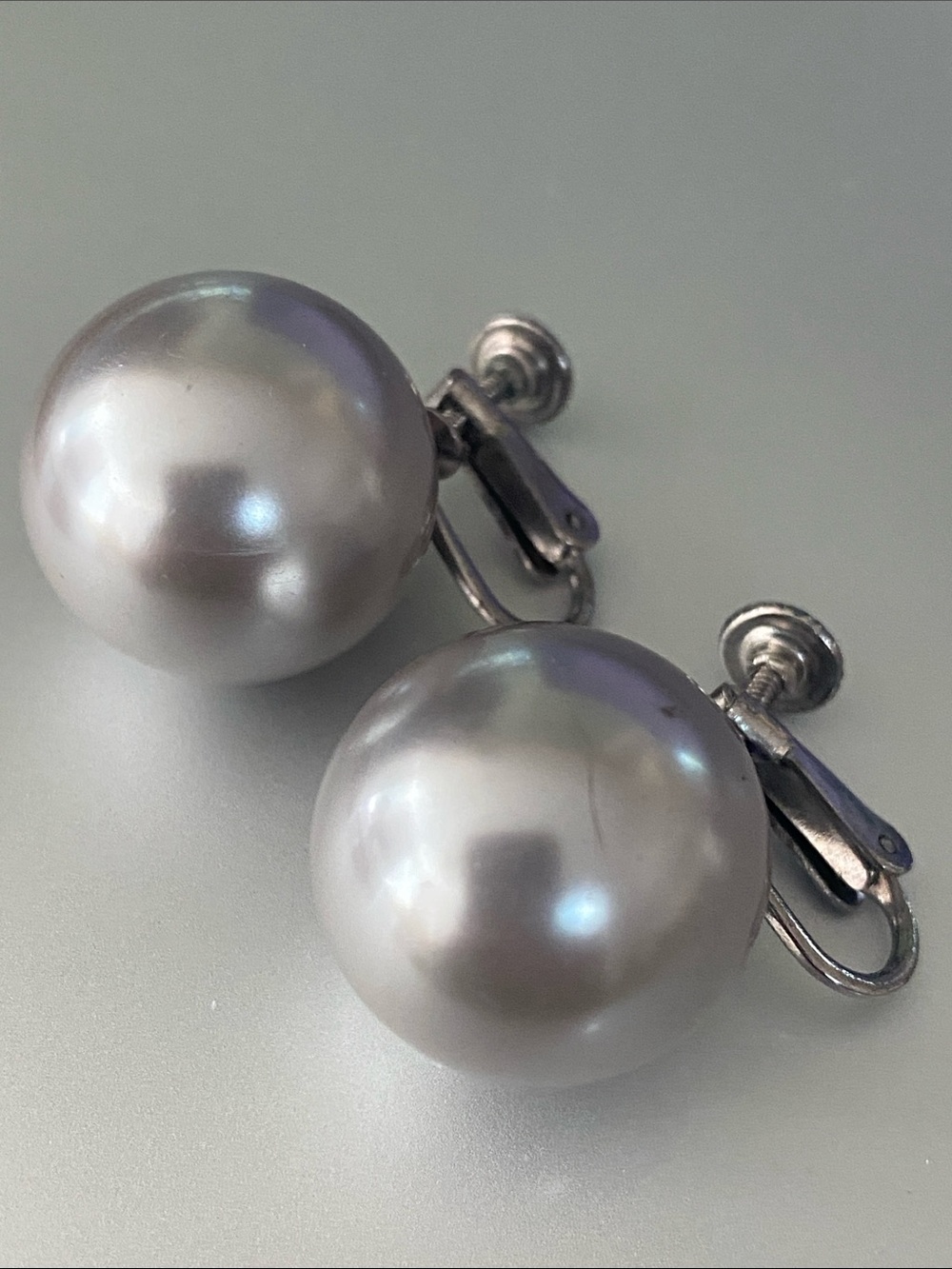 Vintage Silver-Tone Pearl Clip-On Earrings